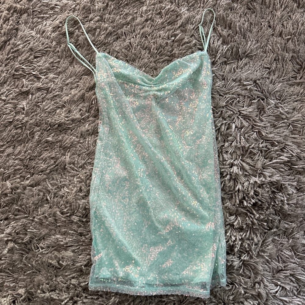 Iridescent Sequin Butterfly Dress in Seafoam Lucy in the sky
